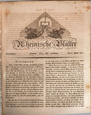 Rheinische Blätter Sonntag 6. April 1817