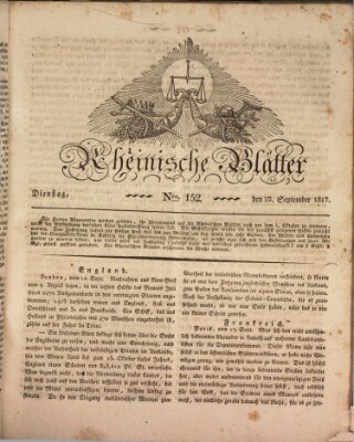 Rheinische Blätter Dienstag 23. September 1817