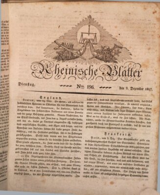 Rheinische Blätter Dienstag 9. Dezember 1817