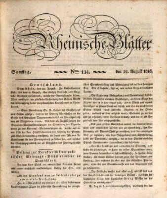 Rheinische Blätter Samstag 22. August 1818