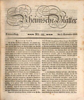 Rheinische Blätter Donnerstag 3. September 1818