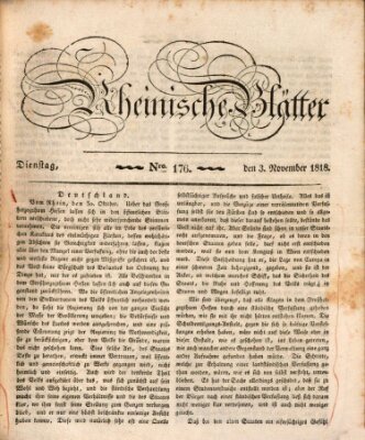 Rheinische Blätter Dienstag 3. November 1818