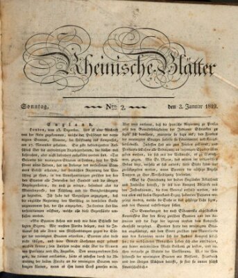 Rheinische Blätter Sonntag 3. Januar 1819