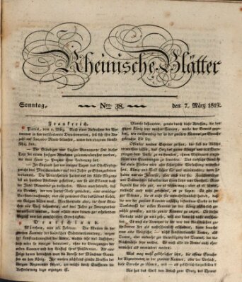 Rheinische Blätter Sonntag 7. März 1819