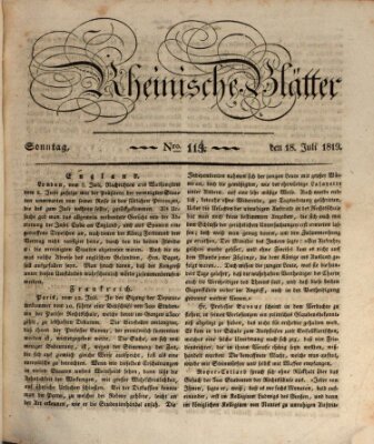 Rheinische Blätter Sonntag 18. Juli 1819