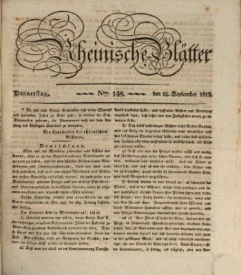 Rheinische Blätter Donnerstag 16. September 1819