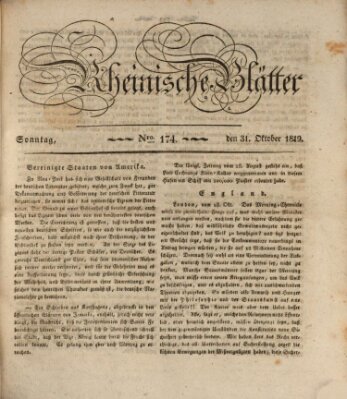 Rheinische Blätter Sonntag 31. Oktober 1819