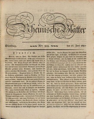 Rheinische Blätter Dienstag 27. Juni 1820