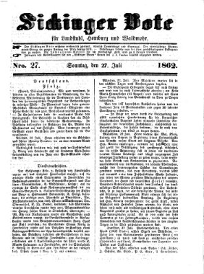 Sickinger Bote Sonntag 27. Juli 1862