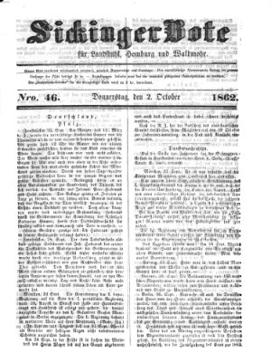 Sickinger Bote Donnerstag 2. Oktober 1862