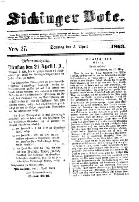 Sickinger Bote Sonntag 5. April 1863