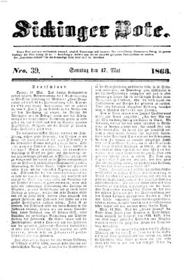 Sickinger Bote Sonntag 17. Mai 1863