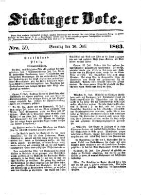 Sickinger Bote Sonntag 26. Juli 1863