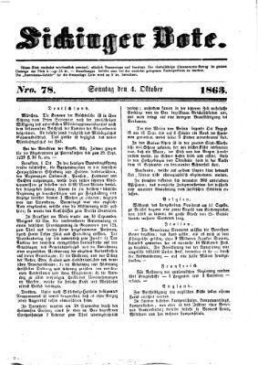 Sickinger Bote Sonntag 4. Oktober 1863