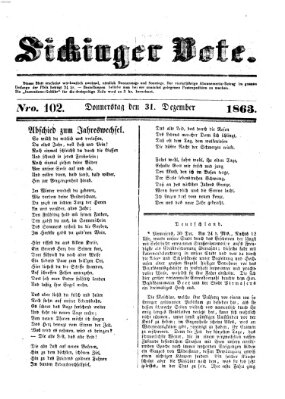 Sickinger Bote Donnerstag 31. Dezember 1863