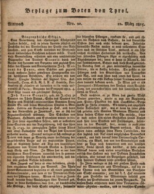 Bote für Tirol (Kaiserlich-Königlich privilegirter Bothe von und für Tirol und Vorarlberg) Mittwoch 22. März 1815