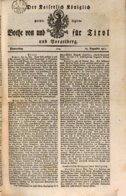 Kaiserlich-Königlich privilegirter Bothe von und für Tirol und Vorarlberg Donnerstag 27. Dezember 1821
