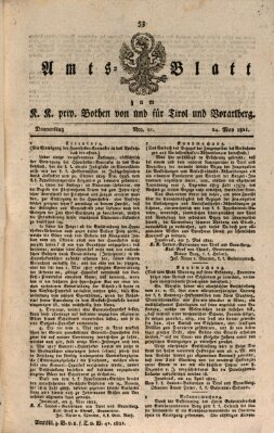 Kaiserlich-Königlich privilegirter Bothe von und für Tirol und Vorarlberg Donnerstag 24. Mai 1821