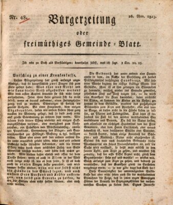 Bürgerzeitung oder freimüthiges Gemeinde-Blatt Mittwoch 26. November 1823