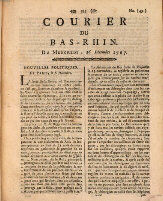 Courier du Bas-Rhin Mittwoch 16. Dezember 1767
