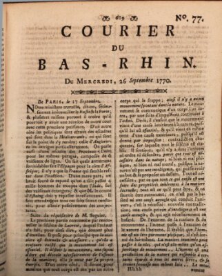 Courier du Bas-Rhin Mittwoch 26. September 1770