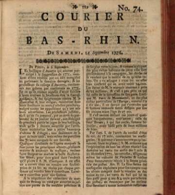 Courier du Bas-Rhin Samstag 14. September 1776