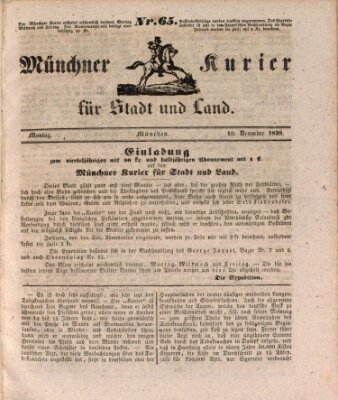 Münchner Kurier für Stadt und Land Montag 10. Dezember 1838