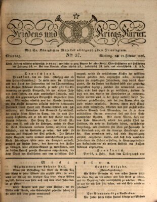 Der Friedens- u. Kriegs-Kurier (Nürnberger Friedens- und Kriegs-Kurier) Montag 13. Februar 1826
