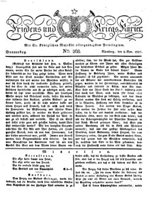 Der Friedens- u. Kriegs-Kurier (Nürnberger Friedens- und Kriegs-Kurier) Donnerstag 8. November 1827