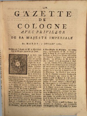 Gazette de Cologne Dienstag 7. Juli 1761
