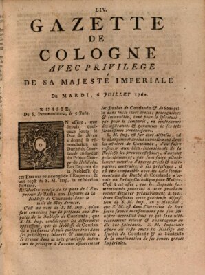 Gazette de Cologne Dienstag 6. Juli 1762