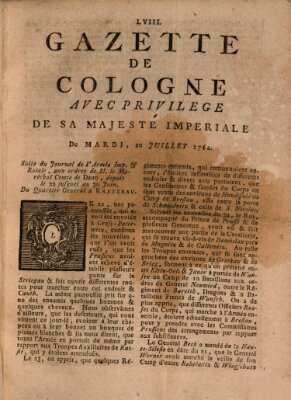 Gazette de Cologne Dienstag 20. Juli 1762