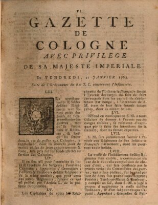 Gazette de Cologne Freitag 21. Januar 1763