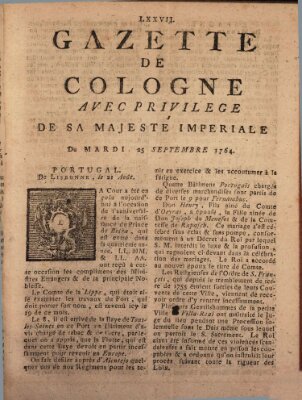 Gazette de Cologne Dienstag 25. September 1764