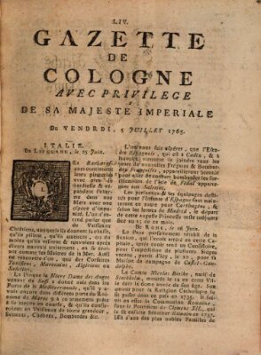 Gazette de Cologne Freitag 5. Juli 1765