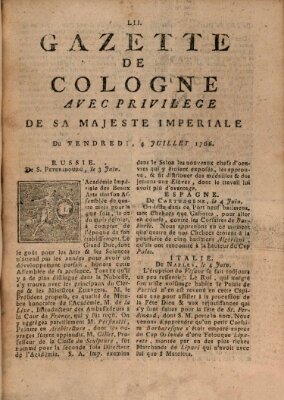 Gazette de Cologne Freitag 4. Juli 1766