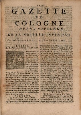 Gazette de Cologne Freitag 19. September 1766