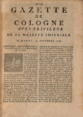 Gazette de Cologne Dienstag 25. November 1766