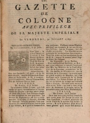 Gazette de Cologne Freitag 31. Juli 1767