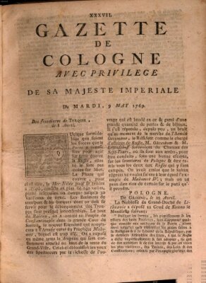 Gazette de Cologne Dienstag 9. Mai 1769