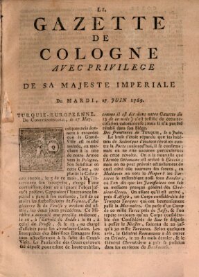 Gazette de Cologne Dienstag 27. Juni 1769
