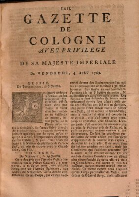 Gazette de Cologne Freitag 4. August 1769