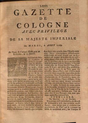 Gazette de Cologne Dienstag 8. August 1769