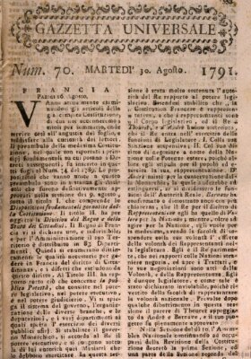 Gazzetta universale Dienstag 30. August 1791