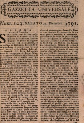 Gazzetta universale Samstag 24. Dezember 1791
