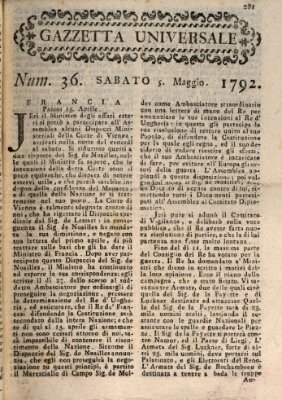 Gazzetta universale Samstag 5. Mai 1792