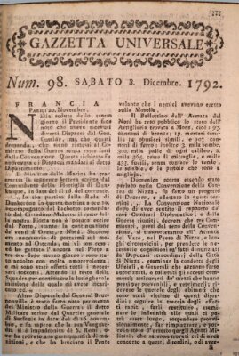 Gazzetta universale Samstag 8. Dezember 1792
