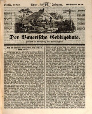 Der bayerische Gebirgsbote (Der Grenzbote) Freitag 21. April 1848