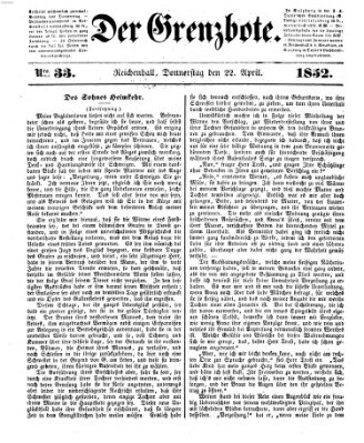 Der Grenzbote Donnerstag 22. April 1852