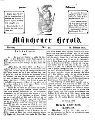 Münchener Herold Samstag 21. Februar 1852